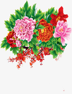 手绘富贵满堂花卉展板素材