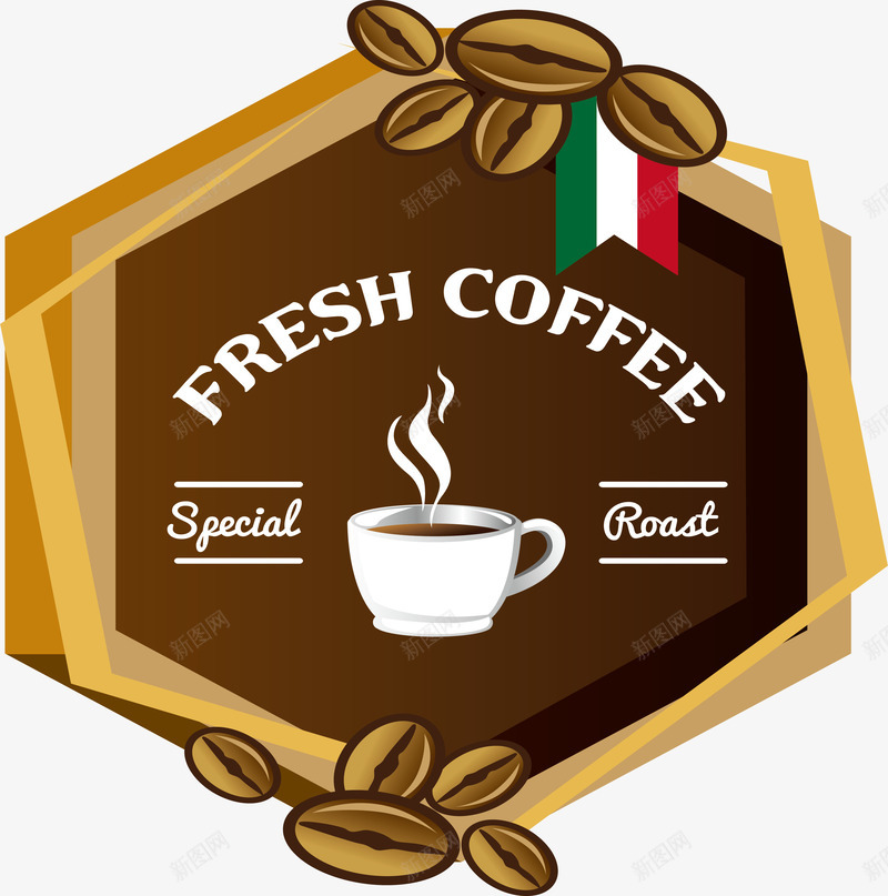 六边形咖啡店招牌png免抠素材_88icon https://88icon.com 咖啡 咖啡店 咖啡烘焙 咖啡豆 热咖啡 矢量png