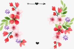 蔷薇花藤粉色红色蔷薇花文字边框高清图片