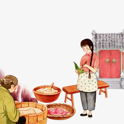 清明鉅惠端午节包粽子高清图片