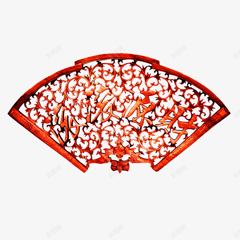 扇形屏风镂空木雕png免抠素材_88icon https://88icon.com 屏风 精致 装饰 镂空木雕