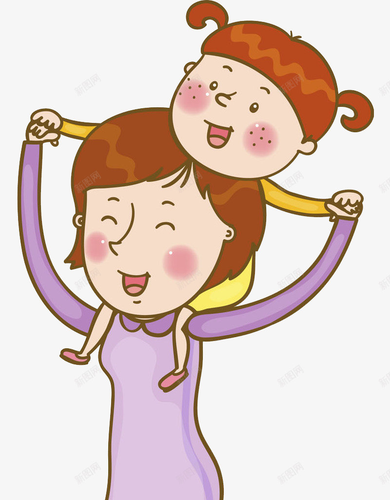 手绘母女png免抠素材_88icon https://88icon.com 儿童 卡通 可爱 妈妈 孩子 小孩 微笑 手绘 母与女 母女 高兴