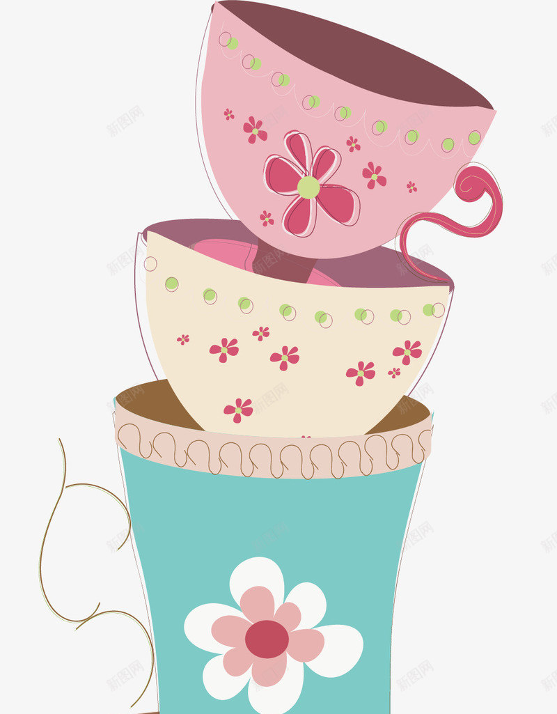 手绘小碎花杯子png免抠素材_88icon https://88icon.com 创意 卡通 可爱 小碎花 彩色图 手绘图 杯子 简单