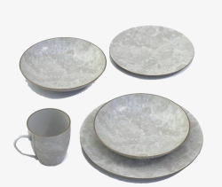 手绘精致的碟子碗浓茶精致瓷质杯具高清图片