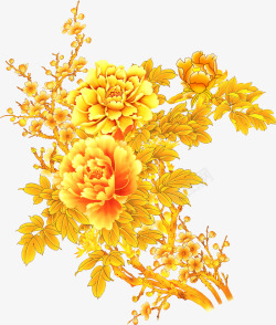 手绘黄色十字绣花朵装饰素材