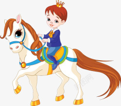 卡通手绘童话中王子骑马的素材
