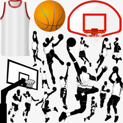 篮球服装蓝筐篮球架各种篮球姿势素材