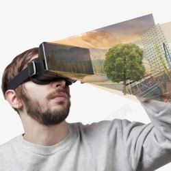 戴着vr眼镜虚拟现实体验高清图片