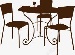 欧式餐桌餐椅剪影素材