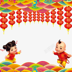 新年中国风纹理红色主图素材