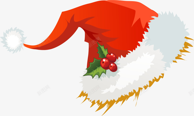 圣诞节红色圣诞帽png免抠素材_88icon https://88icon.com 冬天帽子 冬季帽子 冬青装饰 圣诞节帽子 红色圣诞帽 绿色冬青
