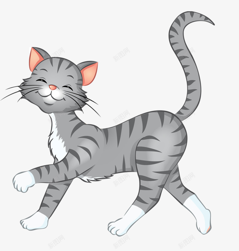 开心的小猫png免抠素材_88icon https://88icon.com 宠物 尾巴 灰色 猫咪