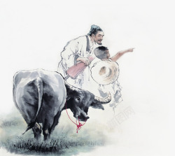 放牛的牧童古典水墨放牛人高清图片