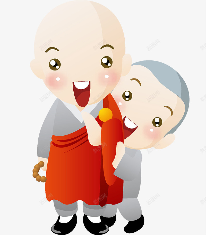 插图两个小僧侣png免抠素材_88icon https://88icon.com 僧侣 古代 可爱插图 捉迷藏 矢量小和尚