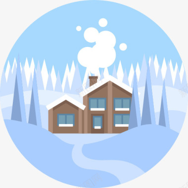 冬天松树房子图标图标