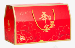 快餐食品包装盒土特产年货红色包装盒高清图片