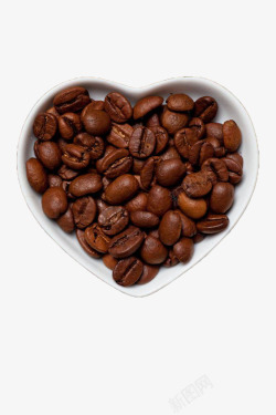 心形咖啡豆瓷碗素材