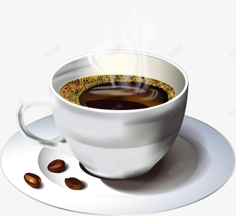 咖啡杯与咖啡矢量图eps免抠素材_88icon https://88icon.com 咖啡 咖啡杯 咖啡豆 杯子 热气 盘子 矢量图