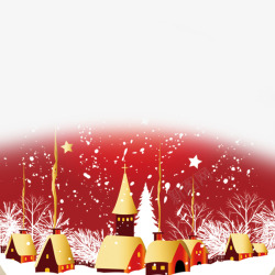 圣诞元旦红色房屋雪树水晶球图素材