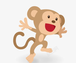 顽皮的猴子浅色顽皮卡通小猴子高清图片