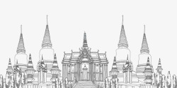 泰国海报线描泰国寺庙高清图片