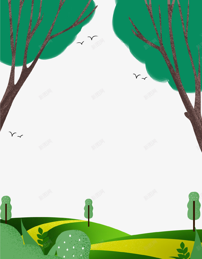 绿色清新手绘夏至海报背景psd免抠素材_88icon https://88icon.com 夏至 大树 手绘 海报 清新 绿色 草地