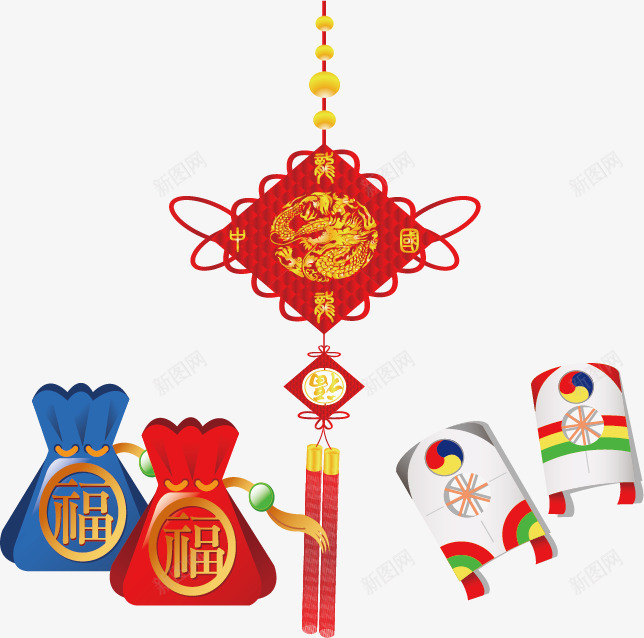 中国新年福袋png免抠素材_88icon https://88icon.com 中国春节 传统装饰 矢量素材