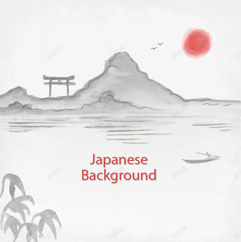 日本山水画矢量图ai免抠素材_88icon https://88icon.com 国潮山景 国潮山水 夕阳 山山水水 山峰 山峰矢量 山水画壁纸 手绘 插图插画 日本元素 水彩 渔船 矢量图 背景素材 风景