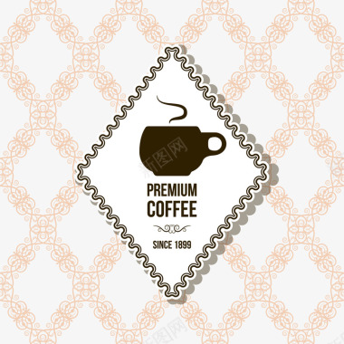 白底花纹浅色花纹背景咖啡logo图标图标