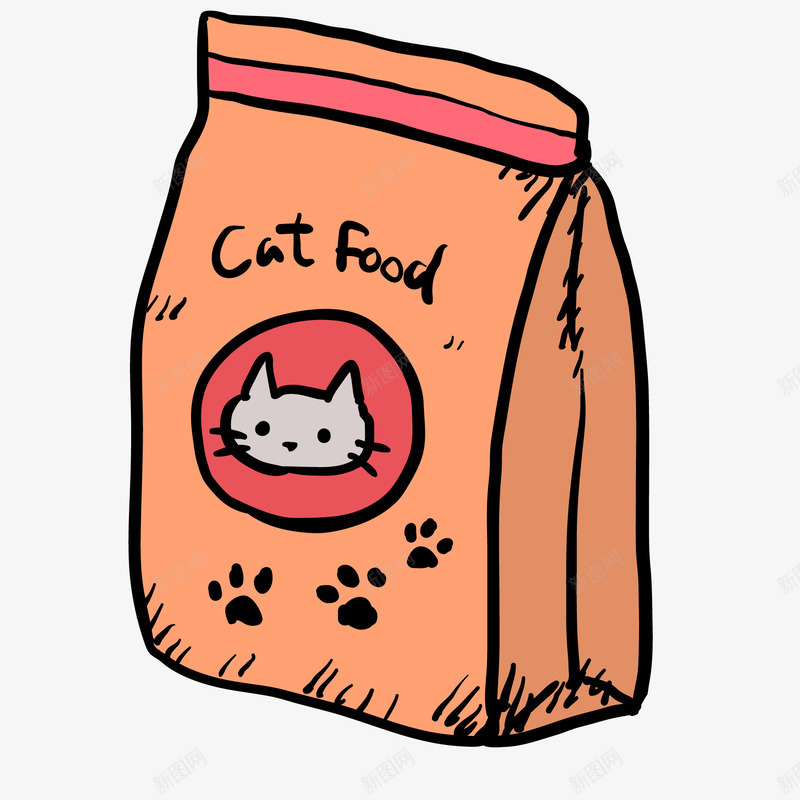 彩绘宠物猫用品矢量图ai免抠素材_88icon https://88icon.com 宠物 宠物用品 猫咪的食物 猫粮 食物 矢量图