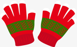 冬季红色露手指手套素材