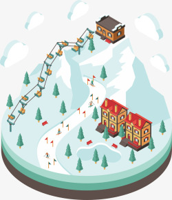 运动模型冬天圆形滑雪场模型矢量图高清图片
