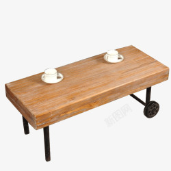 实木桌子带轮方桌咖啡桌素材