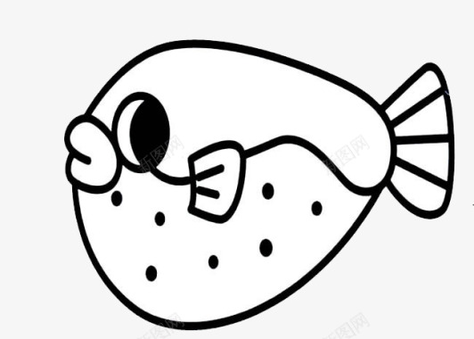 手绘卡通河豚鱼图标图标
