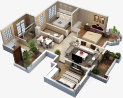 房屋3D效果图家居建筑图高清图片