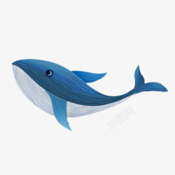 鲸鱼插画素材库手绘卡通蓝色鲸鱼高清图片