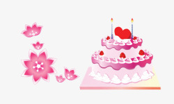 粉色梦幻花朵蛋糕素材