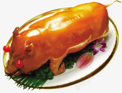 清明节美食金黄的烤乳猪美食餐饮高清图片
