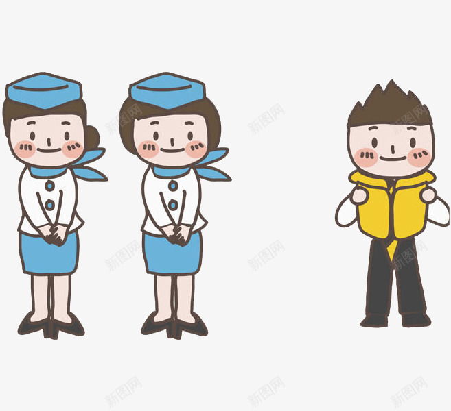 手绘乘务员png免抠素材_88icon https://88icon.com 乘务员 卡通 女孩 手绘 水彩 男士 空姐 蓝色帽子 领巾