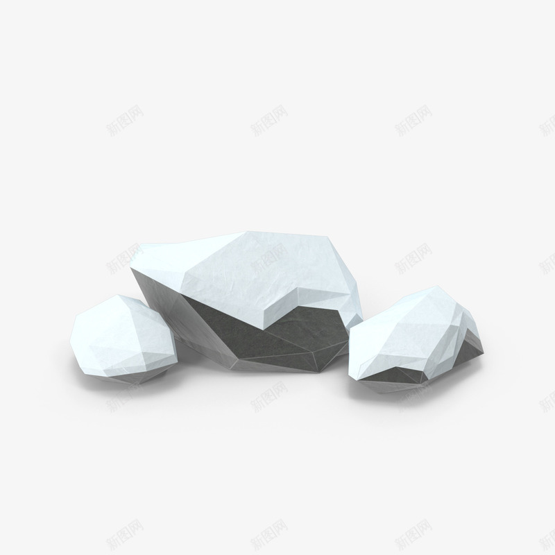 冬天的真实3D石头psd免抠素材_88icon https://88icon.com 3D 冬天 场景 堆石块 多边形 灰色 石块 石头 积雪 雪地