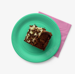 盘子里的巧克力蛋糕素材