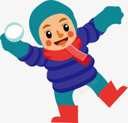 冬天扔雪球的可爱孩子素材