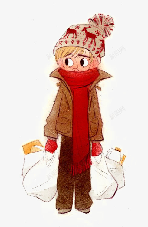 冬天的小男孩png免抠素材_88icon https://88icon.com 卡通 围巾 小男孩 帽子 手绘 插画
