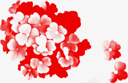 手绘红花花球卡片素材
