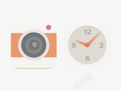 简单的钟表图片相机和钟表扁平化简单图标高清图片