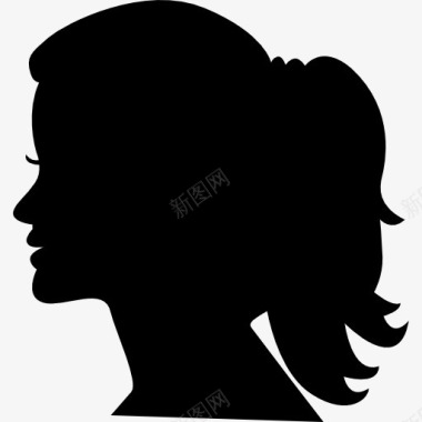 性格女女人的头侧轮廓图标图标