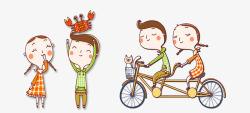 卡通骑自行车去上学的孩子素材