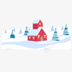 冬季雪景装饰插画矢量图素材