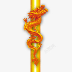 中国龙盘旋龙柱雕刻精致黄色素材
