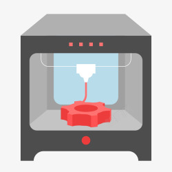 手绘打印机一台正在打印齿轮的3D打印机矢量图高清图片